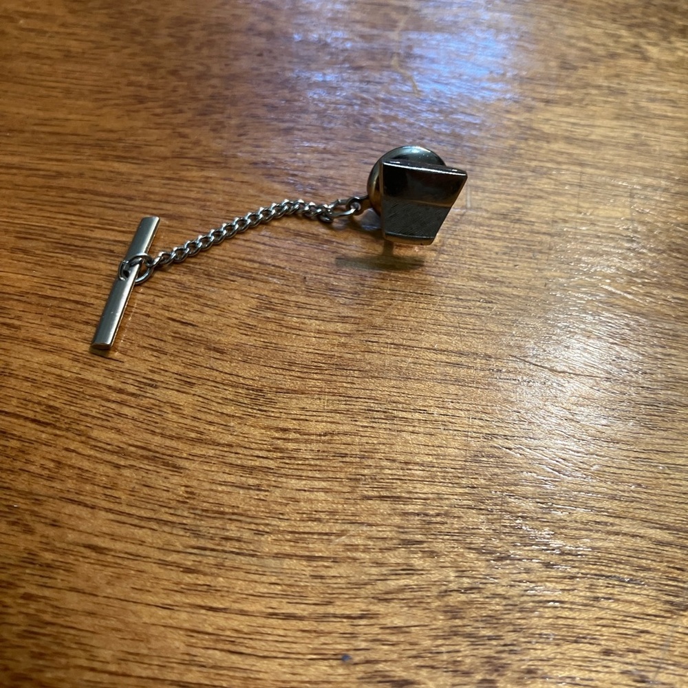 Vintage Silver Tie Tack with Chain